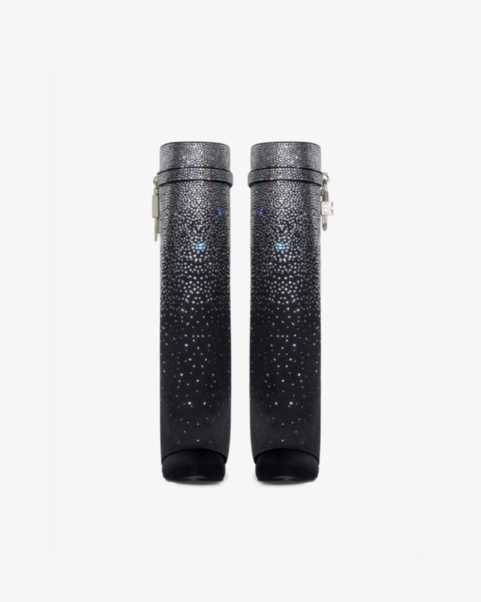 Givenchy Womens Shark Lock Rhinestone Satin Boots2