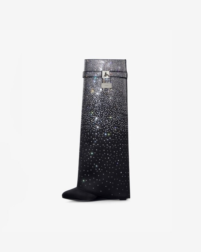 Givenchy Womens Shark Lock Rhinestone Satin Boots3