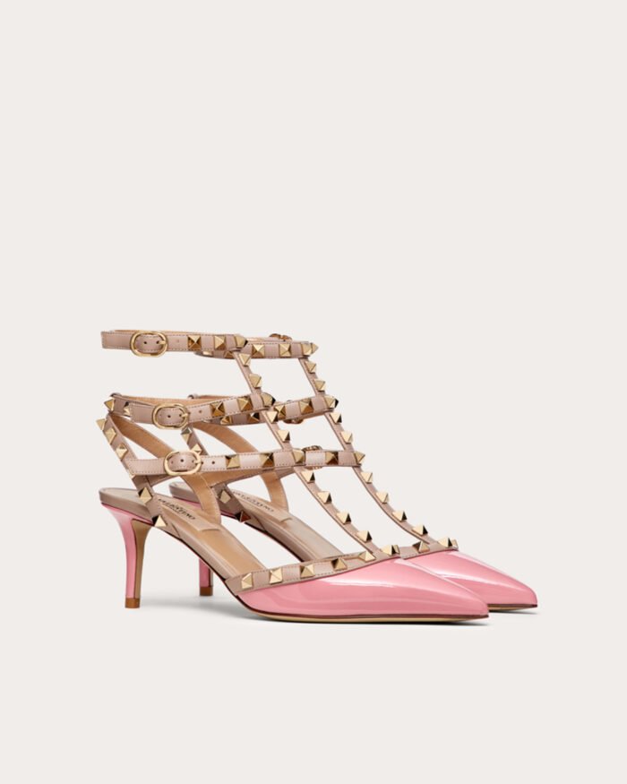 Valentino Garavani Pink Caged Rockstud Heels1